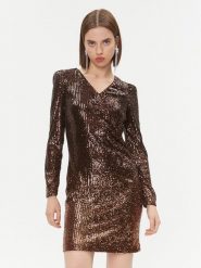 DKNY Sukienka codzienna DD3HZ942 Brązowy Regular Fit. Brązowe sukienki DKNY, na co dzień, bez wzorów, z syntetyku, bez kołnierzyka, bez ramiączek, proste. Za 639.99 zł.