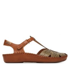 Sandały Pikolinos. Zielone sandały Pikolinos, bez wzorów, bez obcasa, na płaskiej podeszwie, bez zapięcia. Za 559.99 zł.