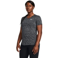 Koszulka damska Under Armour Tech™ Twist. Czarne bluzki Under Armour, xl, bez wzorów, z materiału, sportowe, bez kołnierzyka, bez ramiączek. Za 79.99 zł.