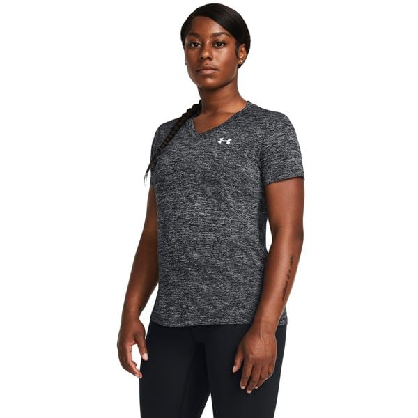 Koszulka damska Under Armour Tech™ Twist. Czarne bluzki Under Armour, xl, bez wzorów, z materiału, sportowe, bez kołnierzyka, bez ramiączek. Za 79.99 zł.
