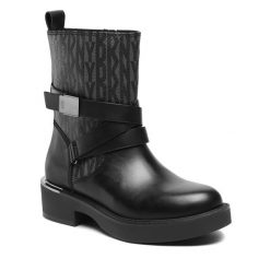 Botki DKNY. Czarne botki DKNY, bez wzorów, bez obcasa, na płaskiej podeszwie, bez zapięcia. Za 1,079.00 zł.