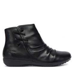 Botki Josef Seibel. Czarne botki Josef Seibel, bez wzorów, bez obcasa, na płaskiej podeszwie, bez zapięcia. Za 479.99 zł.
