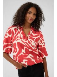 Kaffe Bluzka w kolorze koralowo-kremowym rozmiar: 40. Czerwone bluzki Kaffe, s, bez wzorów, z wiskozy, klasyczne, bez kołnierzyka, bez ramiączek. Za 109.26 zł.