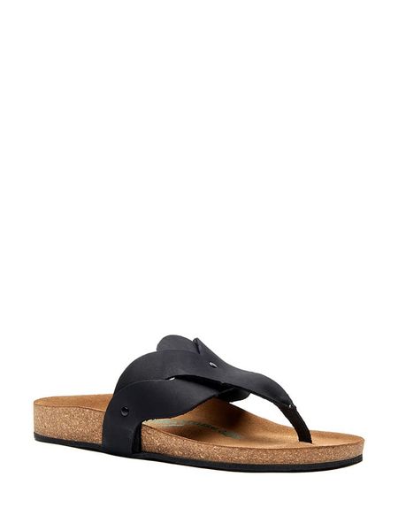 Comfortfusse Skórzane japonki w kolorze czarnym rozmiar: 38. Czarne klapki Comfortfüße, bez wzorów, z nubiku, z otwartym noskiem, bez obcasa. Za 219.08 zł.