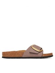 Birkenstock Klapki Madrid Big Buckle 1030517 Różowy. Czerwone klapki Birkenstock, bez wzorów, z nubiku, bez obcasa. Za 539.99 zł.