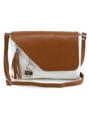 Anna Morellini Skórzana torebka "Lola" w kolorze biało-brązowym - 24 x 18 x 6 cm rozmiar: onesize. Białe torby na ramię Anna Morellini, z aplikacjami, z materiału, na ramię, bez dodatków. Za 208.99 zł.