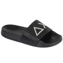 Klapki na basen damskie, Slippers Strass Logo. Czarne klapki SUN68, bez wzorów, bez obcasa. Za 169.90 zł.