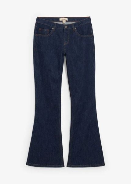 Dżinsy z rozszerzanymi nogawkami, mid waist. Niebieskie jeansy bonprix, bez wzorów. Za 154.99 zł.