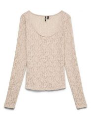 Vero Moda Bluzka w kolorze beżowym rozmiar: XL. Brązowe bluzki Vero Moda, xl, bez wzorów, z koronki, bez kołnierzyka, bez ramiączek. Za 99.95 zł.