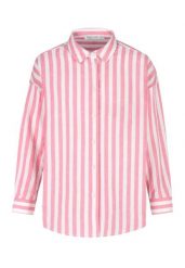 Koszula w paski z lnem K-VEHI. Czerwone koszule Volcano, xxl, bez wzorów, ze lnu, bez kołnierzyka, bez ramiączek. Za 119.99 zł.