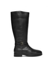 Tommy Hilfiger Kozaki FW0FW08873 Czarny. Czarne kozaki TOMMY HILFIGER, ze skóry, bez obcasa, na płaskiej podeszwie, bez zapięcia. Za 999.99 zł.