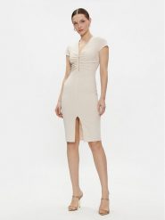 Rinascimento Sukienka codzienna CFC0117728003 Beżowy Regular Fit. Brązowe sukienki Rinascimento, na co dzień, xl, bez wzorów, z syntetyku, bez kołnierzyka, bez ramiączek, proste. Za 309.99 zł.