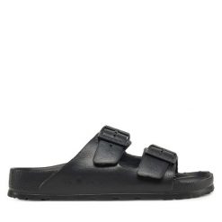Klapki Roxy. Czarne klapki Roxy, bez wzorów, bez obcasa. Za 129.99 zł.