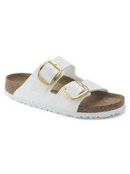 Birkenstock Klapki "Arizona" w kolorze białym rozmiar: 39. Białe klapki Birkenstock, bez wzorów, z otwartym noskiem, bez obcasa. Za 217.91 zł.