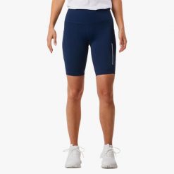 Krótkie legginsy treningowe damskie Swedemount Core Pocket Tights szybkoschnące. Niebieskie legginsy SWEDEMOUNT, bez wzorów, z tkaniny, do biegania. W wyprzedaży za 95.00 zł.