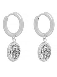 Guess Kolczyki JUBE02 135JW Srebrny. Szare kolczyki Guess, metalowe. Za 249.99 zł.