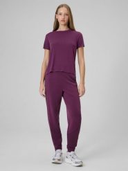 4F Spodnie dresowe z modalem joggery damskie - fioletowe XL. Czerwone spodnie dresowe 4f, xl, bez wzorów, z dresówki, z podwyższonym stanem. Za 189.99 zł.