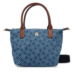 Torebka Tommy Hilfiger. Niebieskie torebki klasyczne TOMMY HILFIGER, bez wzorów, z denimu, bez dodatków. Za 449.99 zł.
