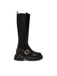 LOVE MOSCHINO Kozaki JA26015G1NIA000041 Czarny. Czarne kozaki Love Moschino, ze skóry, bez obcasa, na płaskiej podeszwie, bez zapięcia. Za 1,609.00 zł.