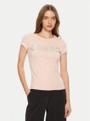 Guess T-Shirt V4BI16 KCIV1 Różowy Regular Fit. Czerwone t-shirty Guess, l, z aplikacjami, z bawełny, bez kołnierzyka, bez ramiączek. Za 88.00 zł.