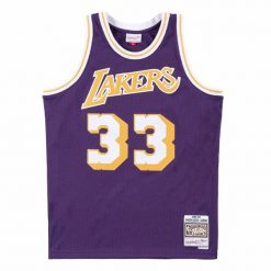 Koszulka Nba Los Angeles Lakers Kareem Abdul-Jabbar. Fioletowe bluzki Mitchell & Ness, bez wzorów, sportowe, bez kołnierzyka, bez ramiączek. W wyprzedaży za 430.00 zł.