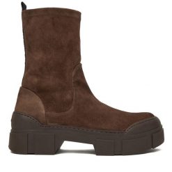 Botki Vic Matié. Brązowe botki Vic Matié, bez wzorów, bez obcasa, na słupku, bez zapięcia. Za 1,459.00 zł.