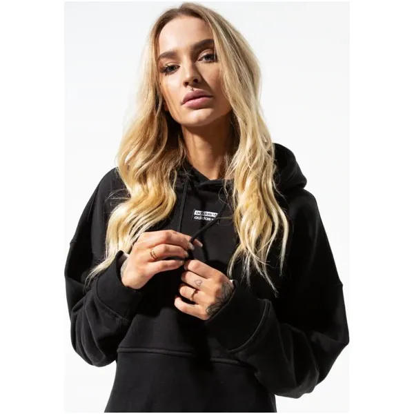 Adidas Bluza Vocal Crop Hood , czarny, rozmiar S. Czarne bluzy Adidas, s, z aplikacjami, z bawełny, z kapturem. Za 249.99 zł.