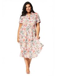 Aller Simplement Sukienka w kolorze biało-czerwonym rozmiar: 54-58. Białe sukienki Aller Simplement, bez wzorów, z tkaniny, bez kołnierzyka, bez ramiączek, midi. Za 86.99 zł.