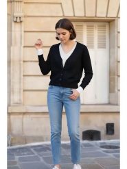 ASSUILI Kardigan w kolorze czarnym rozmiar: 34. Czarne kardigany Assuili, bez wzorów. Za 100.99 zł.