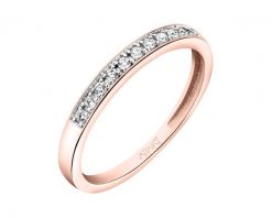 Pierścionek z różowego złota z brylantami - 0,10 ct - próba 375. Czerwone pierścionki Apart, z brylantem, złote. Za 1,859.00 zł.