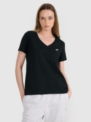 4F T-shirt oversize gładki damski - czarny S. Czarne t-shirty 4f, s, bez wzorów, z bawełny, bez kołnierzyka, bez ramiączek. W wyprzedaży za 39.99 zł.