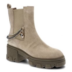 Beżowe Botki Carinii Wygodne Skórzane Buty Damskie. Brązowe botki Carinii, bez wzorów, bez obcasa, bez zapięcia. Za 429.00 zł.