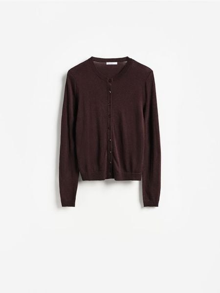 Kardigan z wełną - brązowy. Brązowe kardigany Reserved, l, bez wzorów, z wełny. Za 129.99 zł.