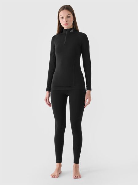 4F Bielizna termoaktywna bezszwowa z wełną Merino (dół) damska - czarna XS/S. Czarna bielizna sportowa 4f, l, bez wzorów, z dzianiny. Za 299.99 zł.