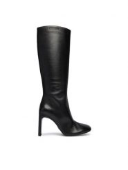 Patrizia Pepe Kozaki 2Y0035 L048 K103 Czarny. Czarne kozaki Patrizia Pepe, ze skóry, bez obcasa, na słupku, bez zapięcia. Za 2,099.00 zł.