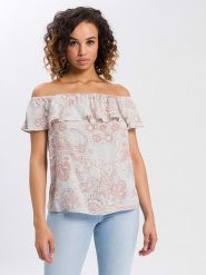 Cross Jeans Bluzka w kolorze szaro-różowym rozmiar: M. Różowe bluzki Cross Jeans, m, bez wzorów, z jeansu, bez kołnierzyka, bez ramiączek. Za 38.84 zł.