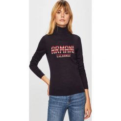 Armani Exchange - Sweter. Czarne golfy Armani Exchange, l, bez wzorów, z dzianiny, bez ramiączek. Za 479.90 zł.
