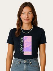 WOOOP Koszulka "Van Gogh" w kolorze granatowym rozmiar: XL. Niebieskie bluzki Wooop, xl, bez wzorów, z bawełny, bez kołnierzyka, bez ramiączek. Za 56.99 zł.