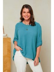 Curvy Lady Bluzka w kolorze turkusowym rozmiar: 44/46. Niebieskie bluzki Curvy Lady, bez wzorów, klasyczne, bez kołnierzyka, bez ramiączek. Za 114.95 zł.