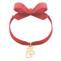Bransoletka z pozłacanym ażurowym aniołkiem na czerwonej wstążce. Czerwone bransoletki Lilou, pozłacane. Za 138.00 zł.