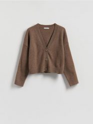 Rozpinany kardigan - brązowy. Brązowe kardigany Reserved, l, bez wzorów, z dzianiny. Za 139.99 zł.