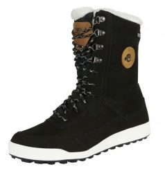 Damskie futrzane buty zimowe z wełny jagnięcej. Czarne trekkingi GUGGEN MOUNTAIN, z futra, przed kolano, trekkingowe. Za 734.36 zł.
