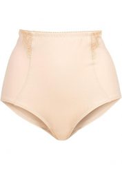 Figi, średnio modelujące sylwetkę. Białe figi bonprix, bez wzorów, z koronki. Za 54.99 zł.