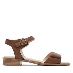 Sandały Caprice. Brązowe sandały Caprice, bez wzorów, bez obcasa, na płaskiej podeszwie, bez zapięcia. Za 249.99 zł.