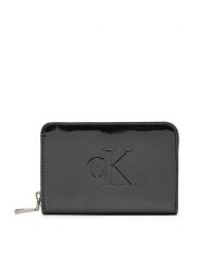 Calvin Klein Mały Portfel Damski K60K613059 Czarny. Czarne portfele Calvin Klein, bez wzorów, ze skóry. Za 169.99 zł.