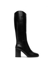 JENNY Kozaki CEO-HY23216S-4 Czarny. Czarne kozaki Jenny, z materiału, bez obcasa, na słupku, bez zapięcia. Za 229.99 zł.