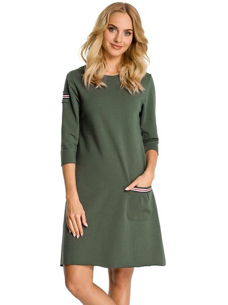 Made of emotion Sukienka w kolorze zielonym rozmiar: L. Brązowe sukienki Made Of Emotion, l, bez wzorów, bez kołnierzyka, bez ramiączek, mini, rozkloszowane. Za 135.17 zł.