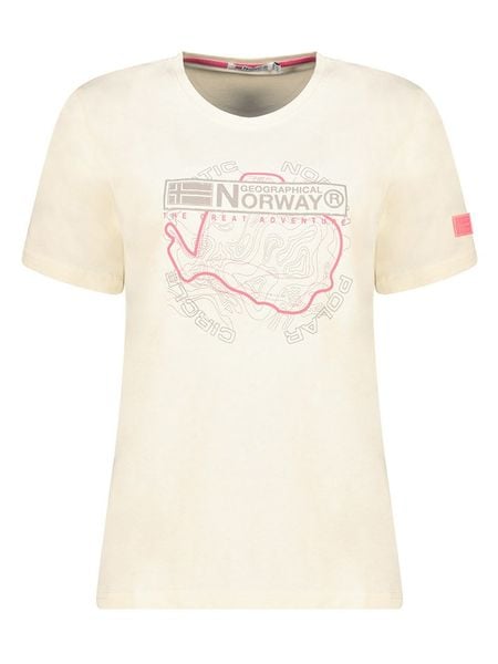 Geographical Norway Koszulka w kolorze kremowym rozmiar: XXL. Brązowe bluzki Geographical Norway, xxl, bez wzorów, z bawełny, bez kołnierzyka, bez ramiączek. Za 52.42 zł.