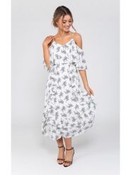 Zibi London Sukienka w kolorze białym ze wzorem rozmiar: M. Białe sukienki Zibi London, m, bez wzorów, bez kołnierzyka, bez ramiączek, maxi. Za 173.95 zł.