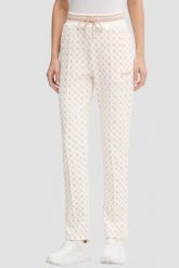 GUESS Kremowe damskie spodnie dresowe w monogram New Aggie, Rozmiar M. Brązowe spodnie dresowe Guess, m, z aplikacjami, z dresówki. W wyprzedaży za 339.99 zł.